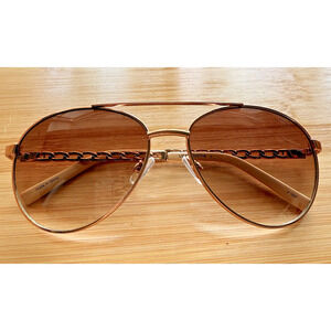 Liz Claiborne Aviator Sunglasses Rose‎ Gold Chain Effect Summer Trendy Beach